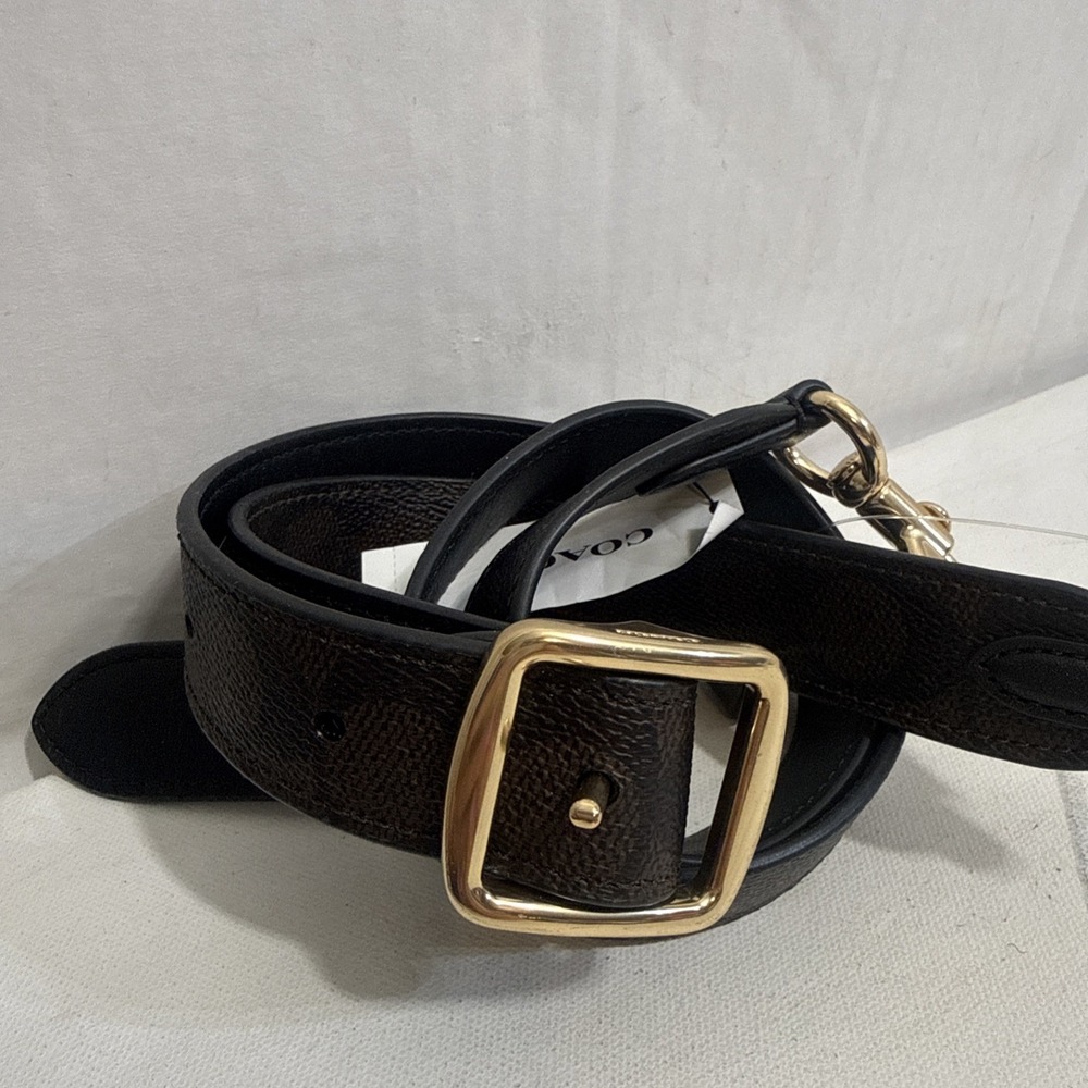 COACH Signature Brass Pebbled Leather Crossbody Purse Tote Strap New With Tags